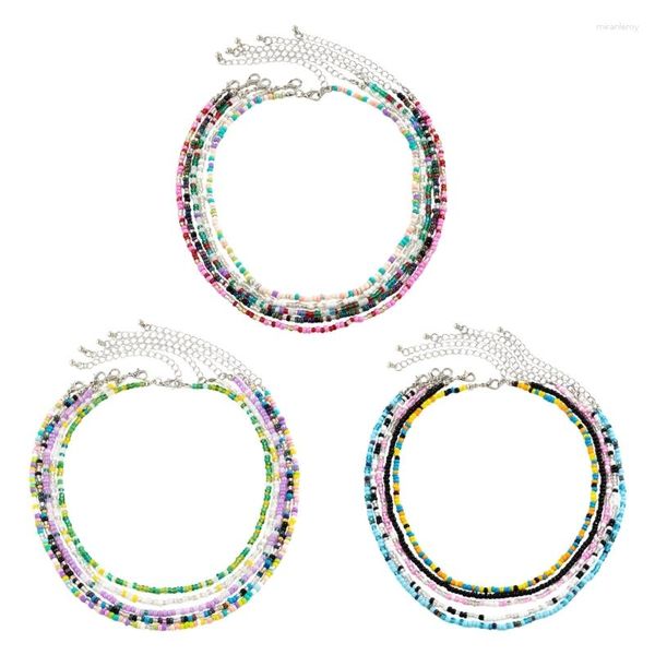 Girocollo Set Di 5 Collana Di Perline Di Riso Multicolore Collana Di Perline Di Semi Realizzati A Mano Gioielli Con Collo Boemo Alla Moda