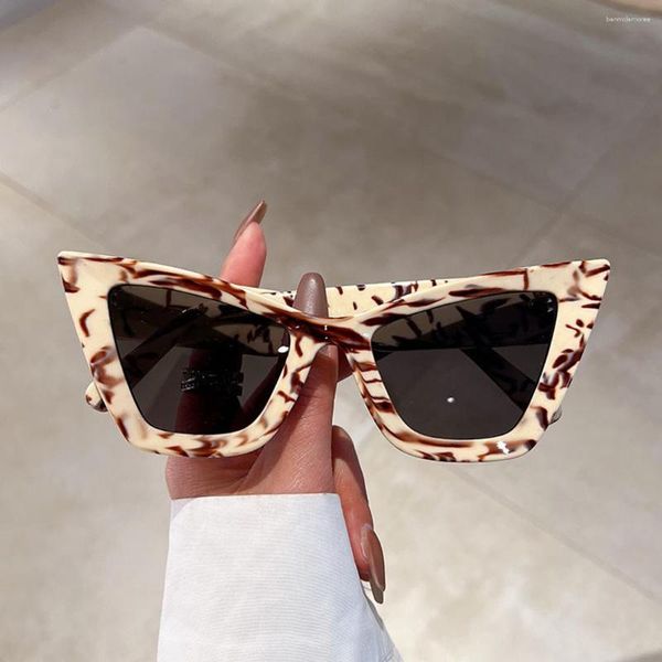 Occhiali da sole 2023 Oversize Leopard Cat Eye Donna Fashion Vintage Shades Eyewear Designer Uv400 Occhiali da sole