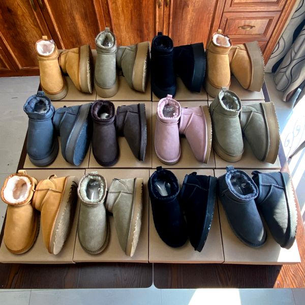 54mini boot Australia Stivali caldi classici australiani Vendita calda da donna Mini Half Snow Boot USA GS Inverno Pelliccia piena Soffice peloso Raso Stivaletti Stivaletti34-43