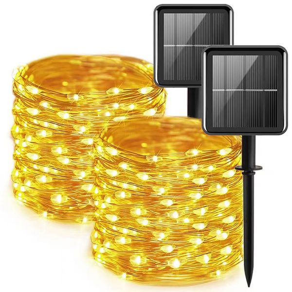 5 m/10 m/20 m LED luz solar ao ar livre jardim fada cordão luz led cintilante lâmpada à prova d'água para festa de natal na árvore do pátio