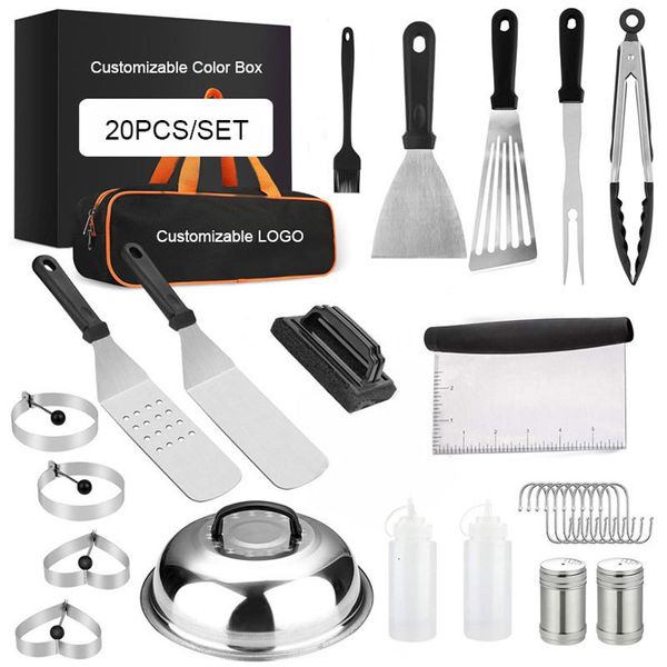 Ferramentas para churrasco Acessórios Conjunto de ferramentas para churrasco Aço inoxidável Utensílios para grelhar Espátulas Raspadeira Grelhadores ao ar livre Flattop Grills Cozinhar Acessórios para churrasco 230715