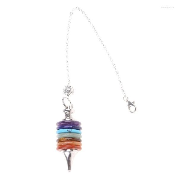 Correntes 7 Chakra Reiki Cristais de cura Pendulum Pond Pingente Pingente de Pedra para Deslocando Jóias Balanceas de Modas