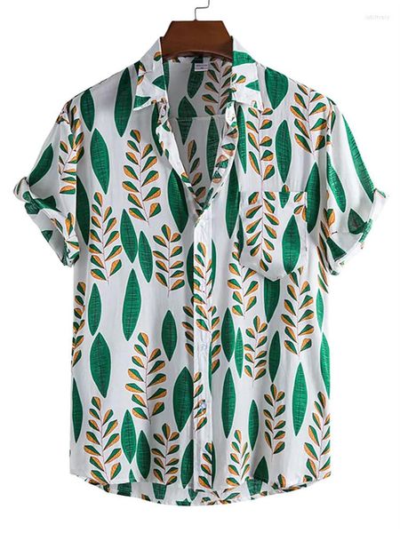 Erkekler Sıradan Gömlekler 2023 Hawaiian Tropikal Gömlek 3D Plaj Tatil Kısa Kollu Yaz Büyük Boy Tişört Retro XS-XL Camisa