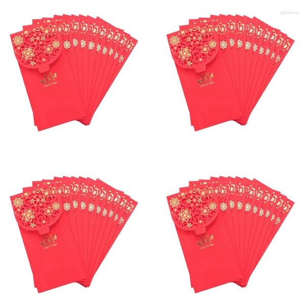 Embalagem para presente 40 peças Envelopes vermelhos chineses Pacote de casamento de dinheiro da sorte para o ano (7X3,4 pol.)
