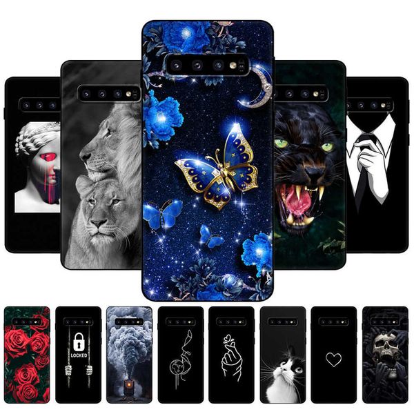 Per Samsung Galaxy S10 Case Plus S10e Phone S10 + S10Plus E G975F SM-G973F Cover in silicone Custodia in tpu nera