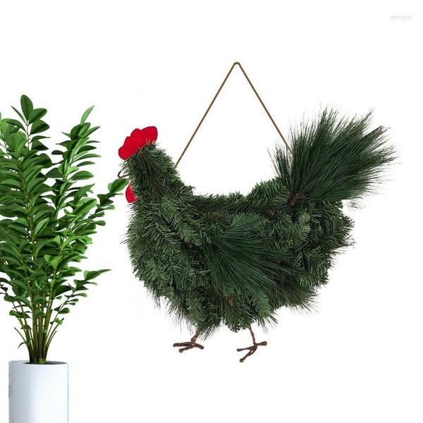 Fiori decorativi Ghirlanda porta natalizia 30 cm Parte anteriore a forma di gallo per decorazioni Ornamenti murali artigianali stagionali