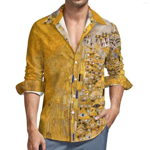 Camicie casual da uomo Camicia Gustav Klimt Autunno Ritratto di Adele Camicette da uomo di tendenza Camicette a maniche lunghe Custom Street Style Plus Size