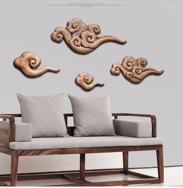 Adesivos de parede estilo chinês resina criativa xiangyun pendurado artesanato casa sala de estar tv sofá fundo adesivo mural decoração