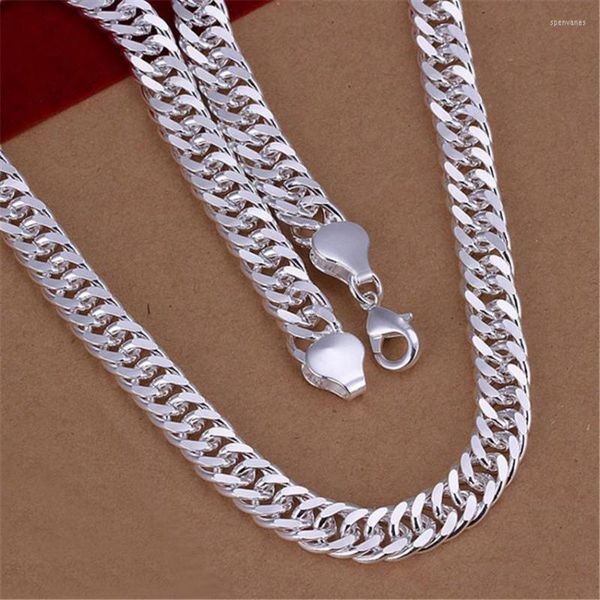 Correntes Cor Prata Masculino 10 MM Feminino Corrente Sólida Casamento Nobre Colar Moda Jóias Amuletos Presentes Estampados