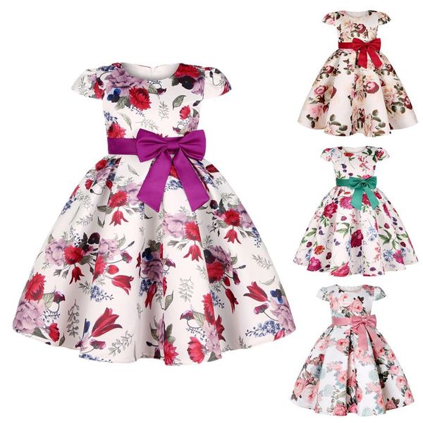 New Girls Kids Flower Elegant Causal Princess Party Dresses Abbigliamento per bambini Natale Compleanno Festa di nozze Baby Girl Dress272Q