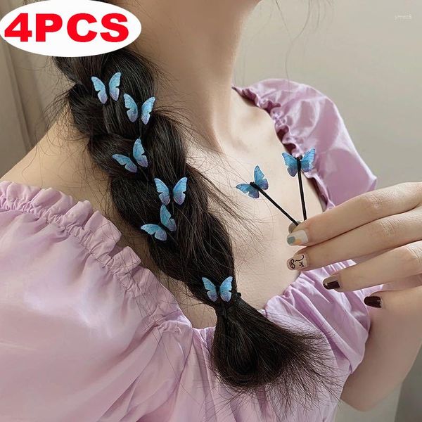 Fermagli per capelli 4 pezzi Forcine per capelli a farfalla blu Garza elegante per le donne Accessori per gioielli fatti a mano alla moda fatti a mano per le vacanze estive A