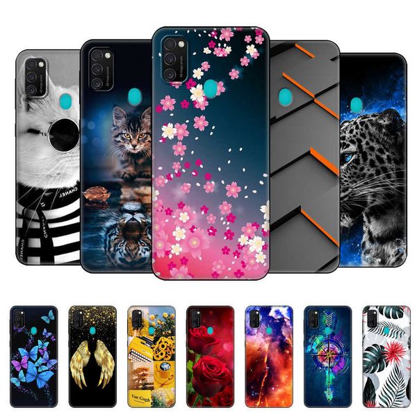 Per Samsung Galaxy M30s Caso Della Copertura Posteriore Del Telefono Per SM-M307 Coque Paraurti Molle Del Silicone Dipinto Fundas Nero Caso di Tpu