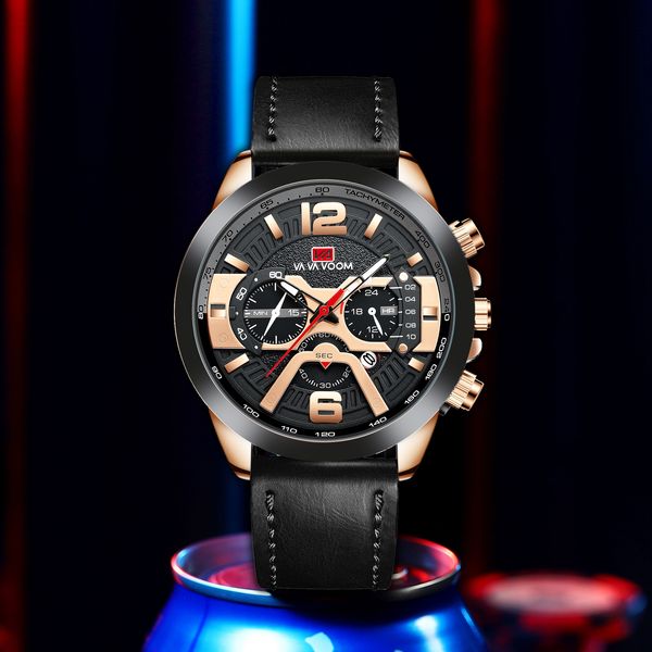 VA VA VOOM Luxury Brand Uomo Orologi sportivi in pelle analogici Mens Army Military Watch Uomo Data Orologio al quarzo Relogio Masculino 2023