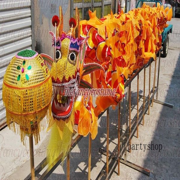 Dragon Costume Yellow size 6# 5 5m kid folk SILK parad smart china Mascot Performance decor game sport Ornamen Toy holiday Christm277O