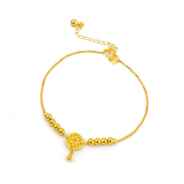 Cavigliere Real 18K Gold Trendy Bell cavigliera Pure regolabile Dream Catcher Bell Beads Chain per le donne Fine Jewelry Gift 230715