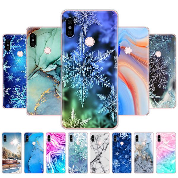 Para Xiaomi Redmi Note 5 Global Version Case Soft TPU Back Phone Cover Redmi Note Pro Marble Snow Flake Winter Christmas