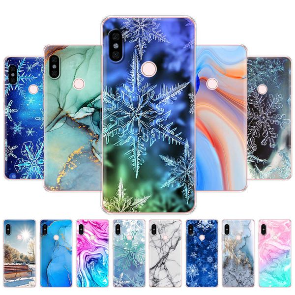 Xiaomi için Redmi Note 5 Global Versiyon Kılıfı Yumuşak TPU Geri Telefon Kapağı Redmi Note Pro Marble Snow Flake Kış Noel