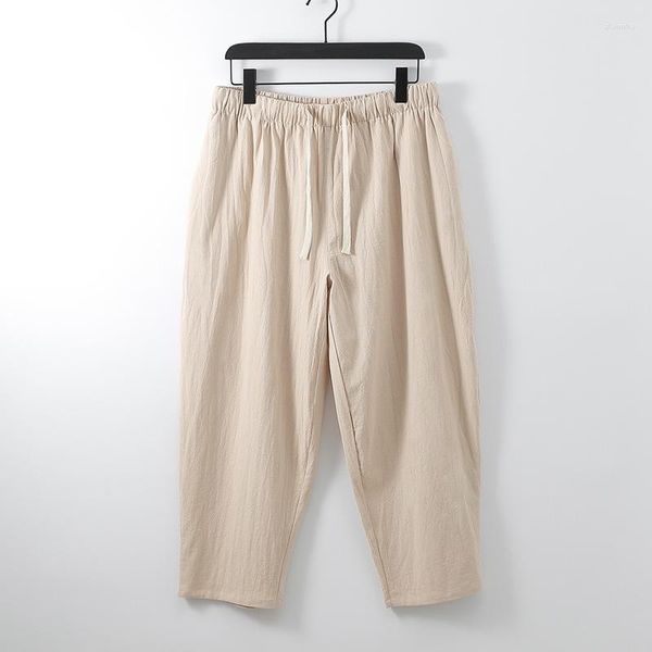 Erkek pantolon bahar yaz erkek uyku dipleri vintage pamuk keten geniş bacak esnekliği pantolon artı boyut 8xl 9xl 14xl gevşek