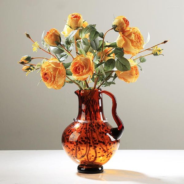 Vases Rose étage élevé Grand Vase à fleurs verre esthétique moderne décoratif luxe Terrarium Floreros maison Design YX50VS