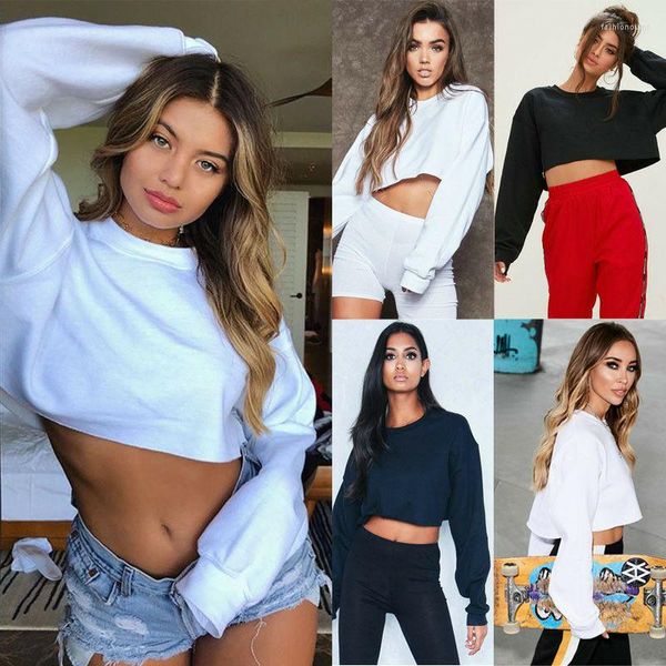 Damen Hoodies USA Damen Lady Casual Sexy Langarm Kurzarm Sweatshirt Pullover Pullover Crop Top Pullover Mantel Tops Stock