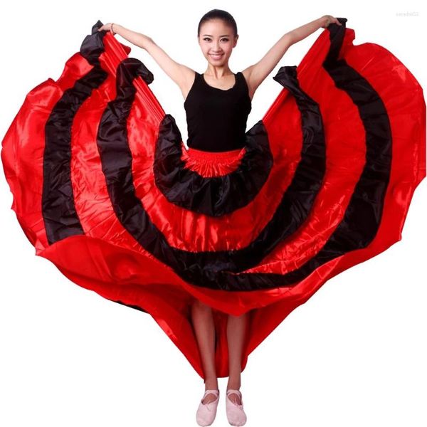 Traje de Palco Saias Longas de Flamenco Feminino Vermelho Roupas Espanholas Festival Tourada Saia Cigana Performance Trajes de Dança de Salão