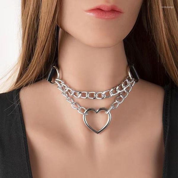 Choker Goth Liebe Herz Anhänger Dicke Edelstahl Kette Männer Kragen Sexy Desire Halsketten Für Frauen Cosplay Hals Schmuck