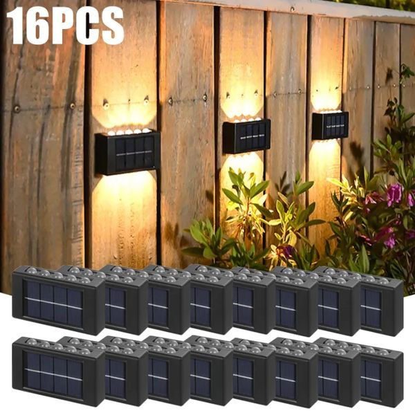 1 ~ 16PCS Lâmpada de parede solar ao ar livre à prova d'água luzes LED para decoração de jardim Varanda quintal Decoração de parede de rua Iluminação para cima e para baixo