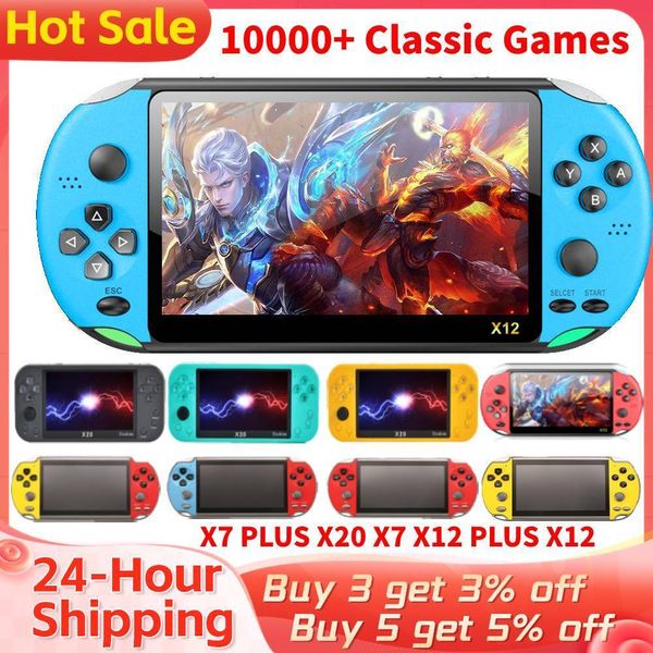 Портативные игровые игроки X7 Plus X20 X7 X12 Plus X12 Handheld Game Console 7INCH HD-экран портативный видеоплеер встроенный видеоплеер встроенные классические бесплатные игры 230715