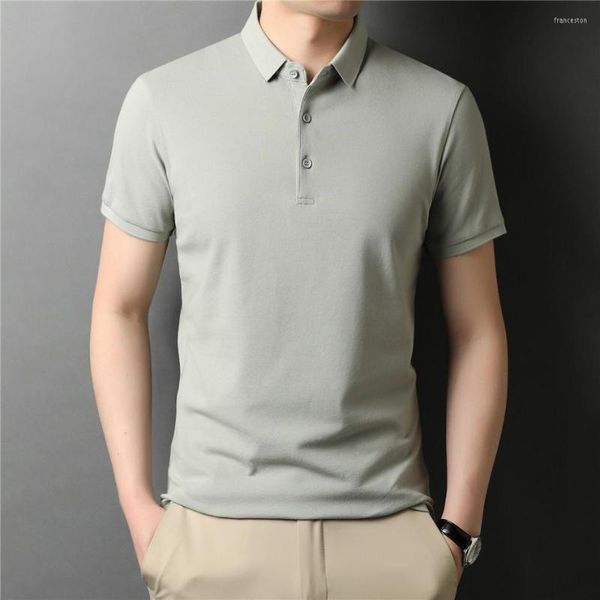 Polo Masculino 2023 Marca de Verão de Alta Qualidade Clássico Cor Pura Casual Manga Curta Algodão Polo-Shirt Masculino Magro Macio Roupas Masculinas