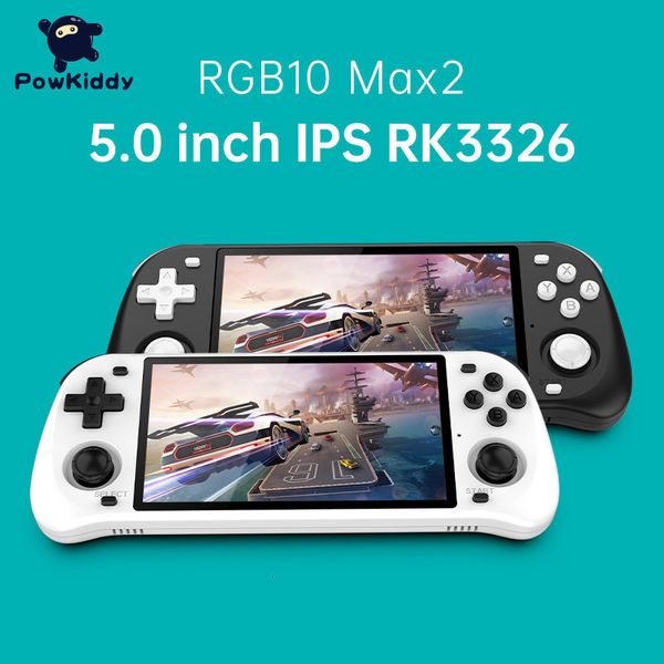 Jogadores de jogos portáteis Powkiddy RGB10 Max 2 5 polegadas Console de videogame portátil para PS1 PSP N64 3D Rocker 30000 Retro Game Player Box With Wifi BT Gifts 230715