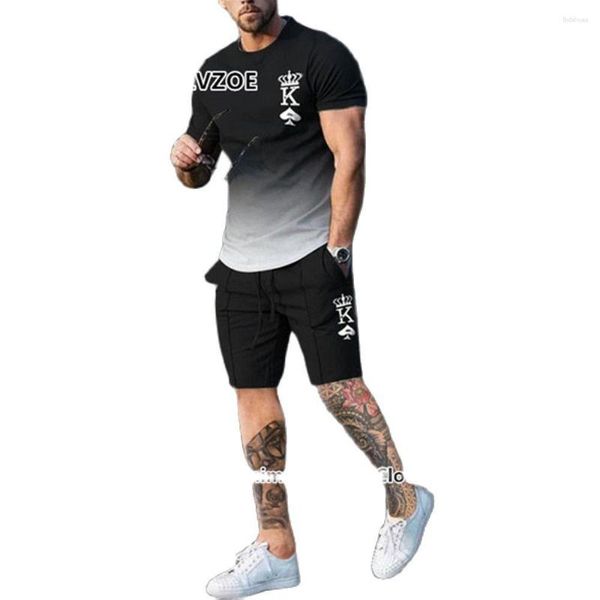 Tute da uomo Tuta da uomo T-shirt e pantaloncini 2 pezzi Summer Beach Casual Sportswear Outdoor 2023 Fashion Trend Stampa 3D