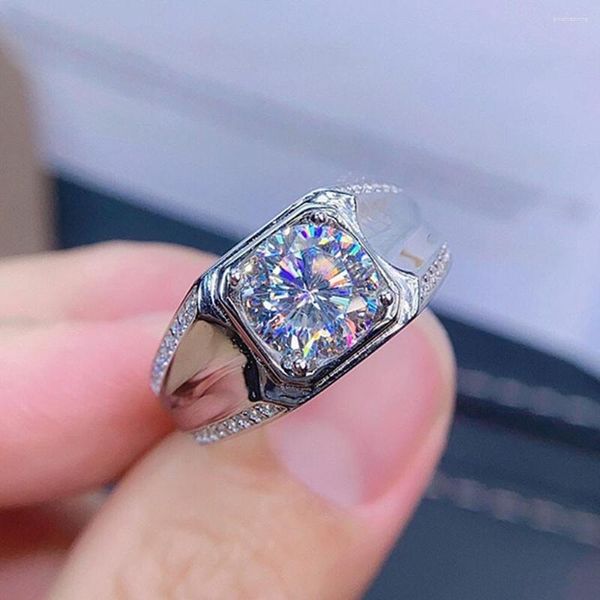 Cluster Ringe Mode Marke Quadrat Kristall Zirkon Diamanten Edelsteine Für Männer Weiß Gold Silber Farbe Bague Schmuck Hochzeit Party Geschenke