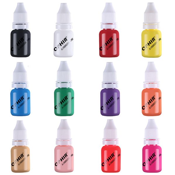 Esmalte OPHIR 12 Cores Airbrush Nail Tintas para Stencils Gel Nail Polish 10 ML/Bottle Temporary Tattoo Pigment Nails Tools_TA0981-12 230715