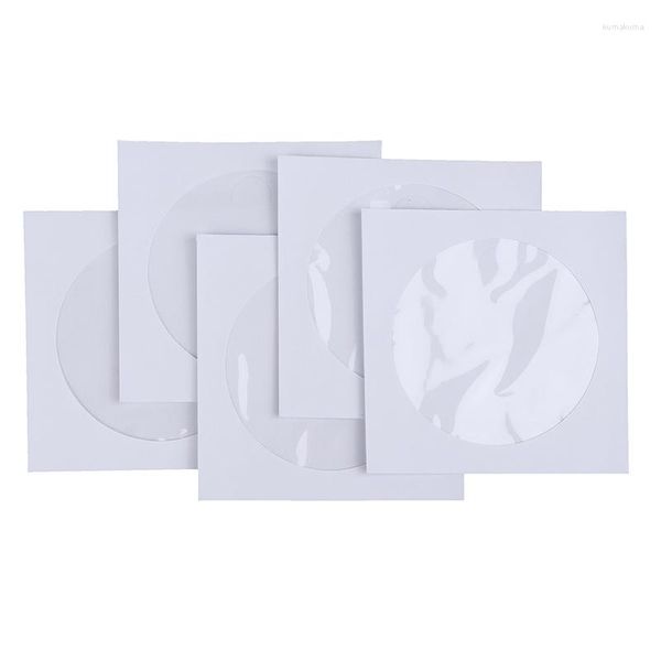 Enrolamento de presentes 10/50pcs envelopes de armazenamento capa de janela transparente FLAP Branco de papel dobrado de 12,5 cm CD DVD Mangas de disco