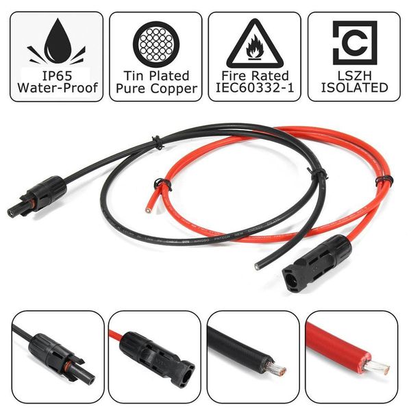 Batterie 1 paio 11AWG Cavo solare per collegamento pannello Prolunga Cavi solari con connettore Nero più rosso 230715