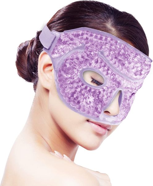 Maschera per gli occhi per il viso di ghiaccio caldo o freddo Riutilizzabile Perline di gel Eye Spa Pad Riscaldata Maschera per il viso di ghiaccio di raffreddamento caldo con morbido peluche per occhi gonfi-Sollievo dall'emicrania