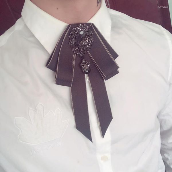 Papillon di lusso da uomo collo collo camicia chic cravatta cravatta donne lega strass cravatta matrimonio affari ufficio festa regalo nastro papillon