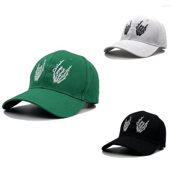 Berretto da baseball Berretto da baseball con dita di teschio Berretto da baseball verde Cappello da sole ricamato per donna Uomo regolabile Rap Hip Hop Snapback Tennis traspirante