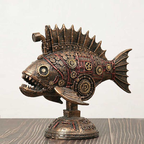 Posacenere Decorativo Steampunk Figurine di balene Scultura di pesce Statua d'epoca ic Collezionista americano Decorazione domestica Retro Regalo rustico x0627