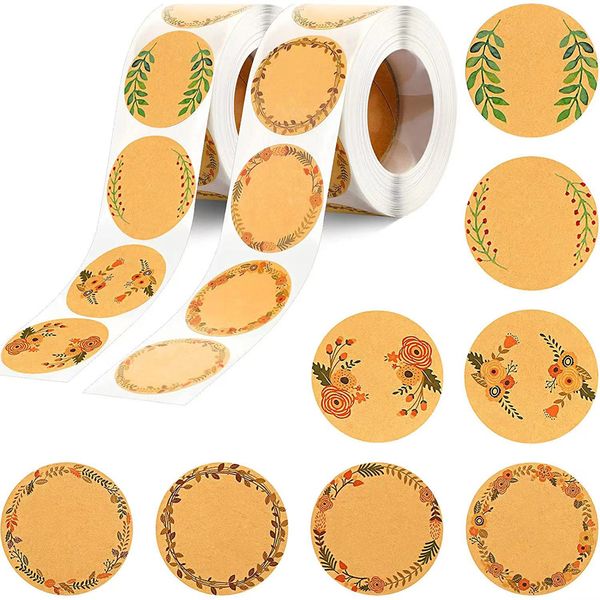 Yapışkan Çıkartmalar 500pcs Kraft Kağıt Etiketler Çıkartmalar Boş Hediye Dekoru Kavanoz Gıda Sınıflandırması Mark Kırtasiye Etiketleri 230715