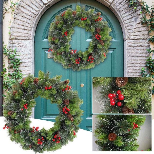 Coroa de Natal de flores decorativas feitas à mão com luzes da porta da frente alimentadas por bateria reunidas festivas em ambientes internos e externos