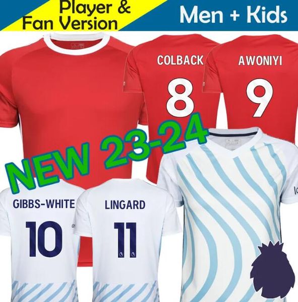 23 24 Nottingham Soccer Jerseys Kids Kit Maglia Forest 2023 2024 футбольные рубашки Home Away Training вратарь Colback Awoniyi Gibbs-White Lingard Johnson