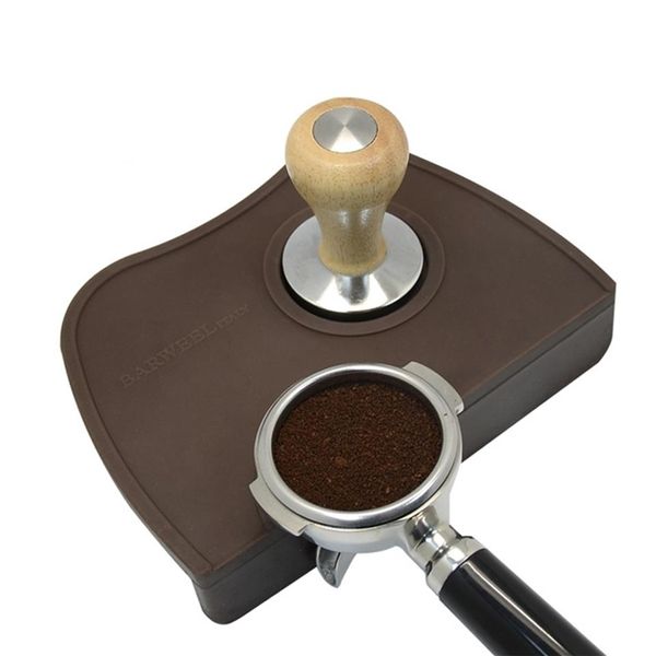 Tappetino antimanomissione per caffè espresso Angolo in gomma siliconica Pad antiscivolo Portautensili Barista Tamping 210309251c
