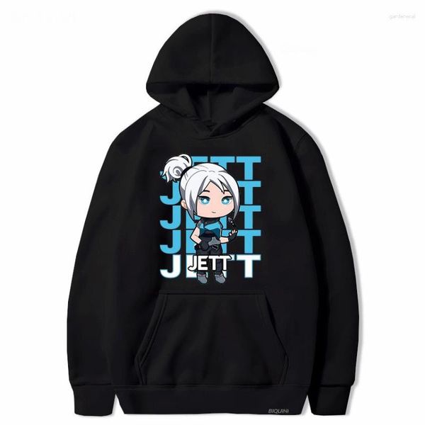 Erkek Hoodies Jevalorant Hoodie Karikatür Street Giyim Erkekler Baskı Kore Harajuku Sweatshirt Gevşek Takip Euro Boyut Kadın Anime Siyah Giysiler