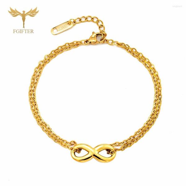 Charm Bracelets Fashion Women 8 Infinity Bracelet For Men 2 Layers Stainless Steel Chain Gift Girl Bangles Jewelry Pulseiras