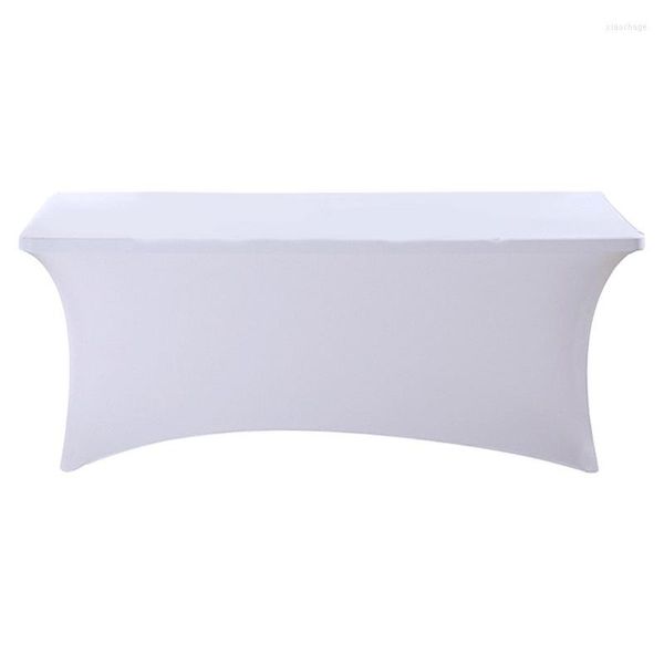 Tischdecke mit Stretchbezug, Milchseiden-Tischdecke für rechteckige, weiße Party-, Messen- und Bankette