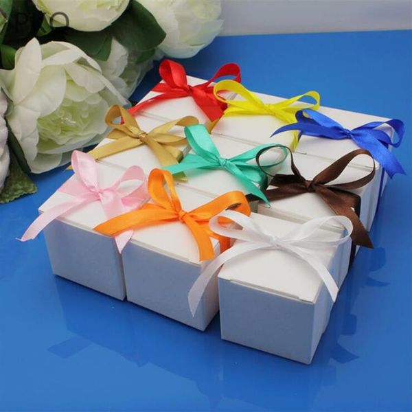 50 pezzi scatola di carta kraft vuota confezione piccola confezione regalo di sapone fatto a mano in cartone per gioielli artigianali di nozze caramelle con nastro ZHL12002484