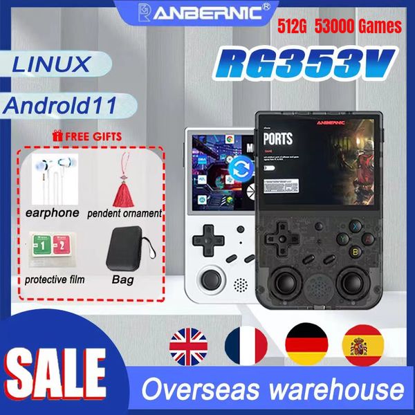 Портативные игровые игроки 512G Anbernic RG 353V 3,5 дюйма 640*480 Handheld Game Uilt-In 20simulator Retro Player Handle Android 11 Linux OS HD 80000 Game 230715