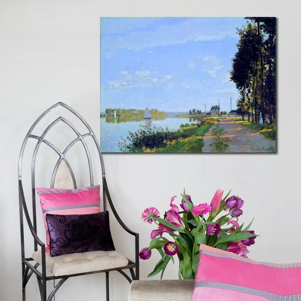 The Promenade at Argenteuil Hand Painted Claude Monet Canvas Art Impressionist Landscape Painting for Modern Home Decor