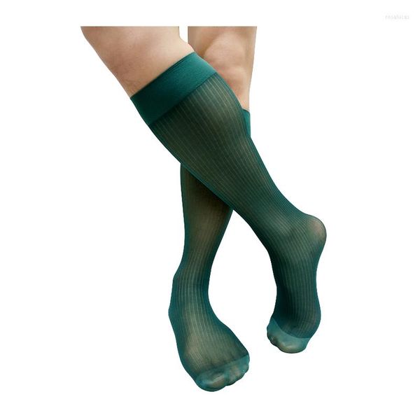 Herrensocken, solide, formelle Herren-Kniestrümpfe, ultradünn, durchsichtig, gestreift, für Herren, Anzüge, Strümpfe, durchsichtig, sexy Dessous, lange Röhre